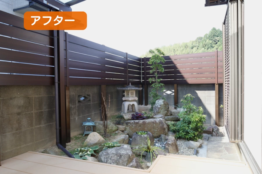 施工後 既存の石をいかし組みかえました