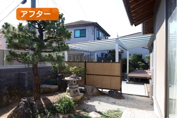 姫路市でリフォームを行った和庭と機能的なガレージの施工後写真